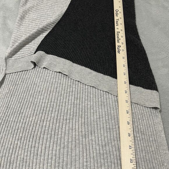 Express Sweater Women Small Gray Black Colorblock Two-Tone Asymmetrical Knit - Picture 8 of 9
